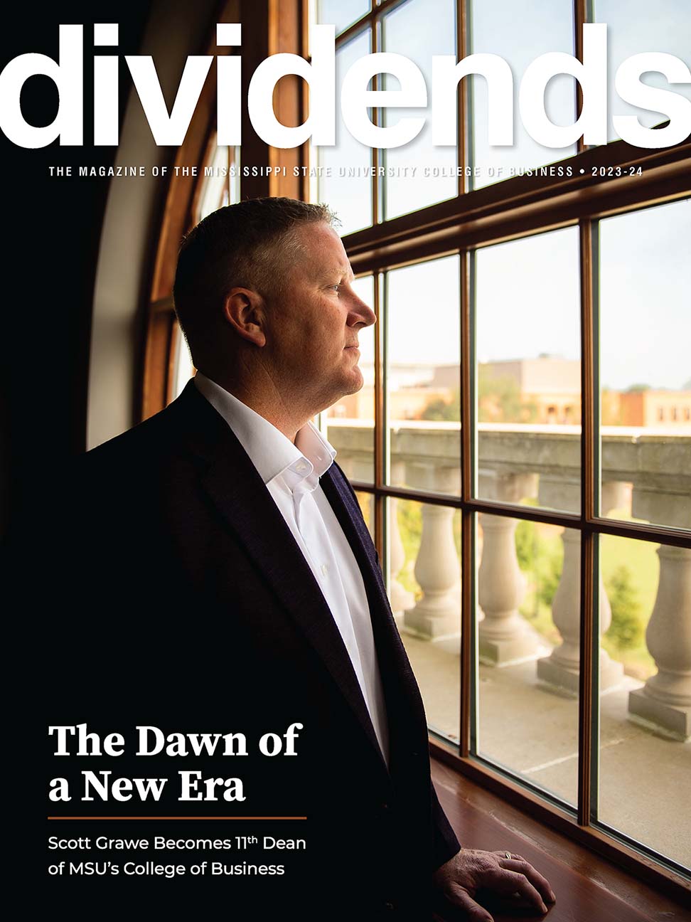 Dividends Magazine cover, 2023-24 edition, featuring new Dean Scott Grawe