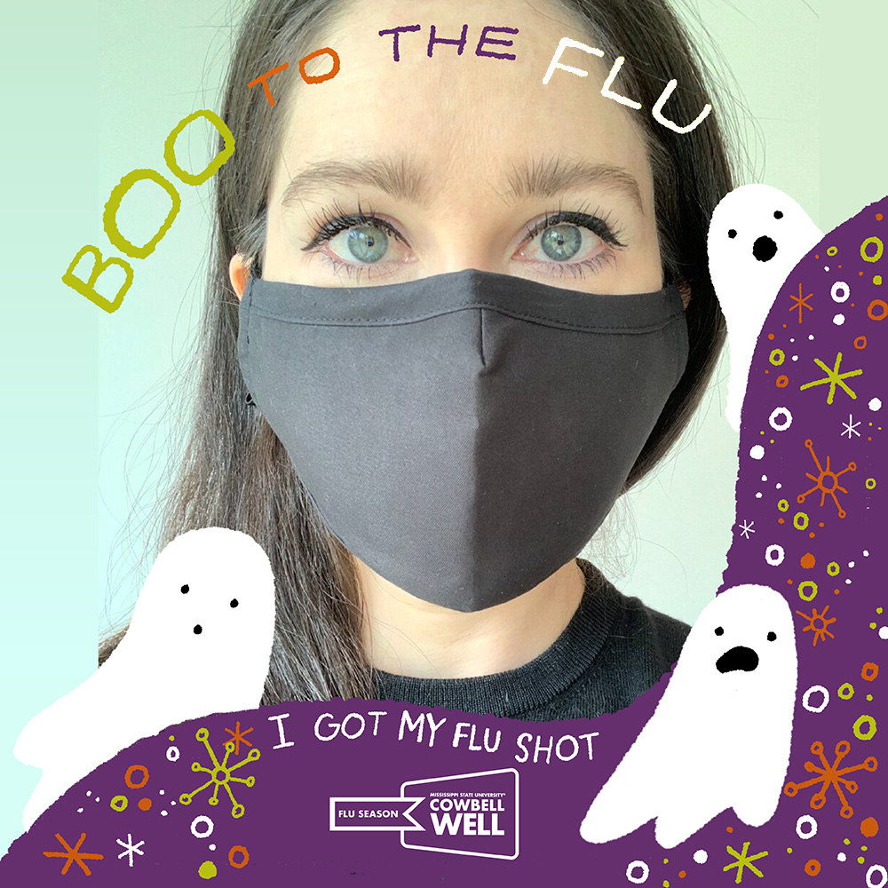 Girl wearing mask and got flu shot