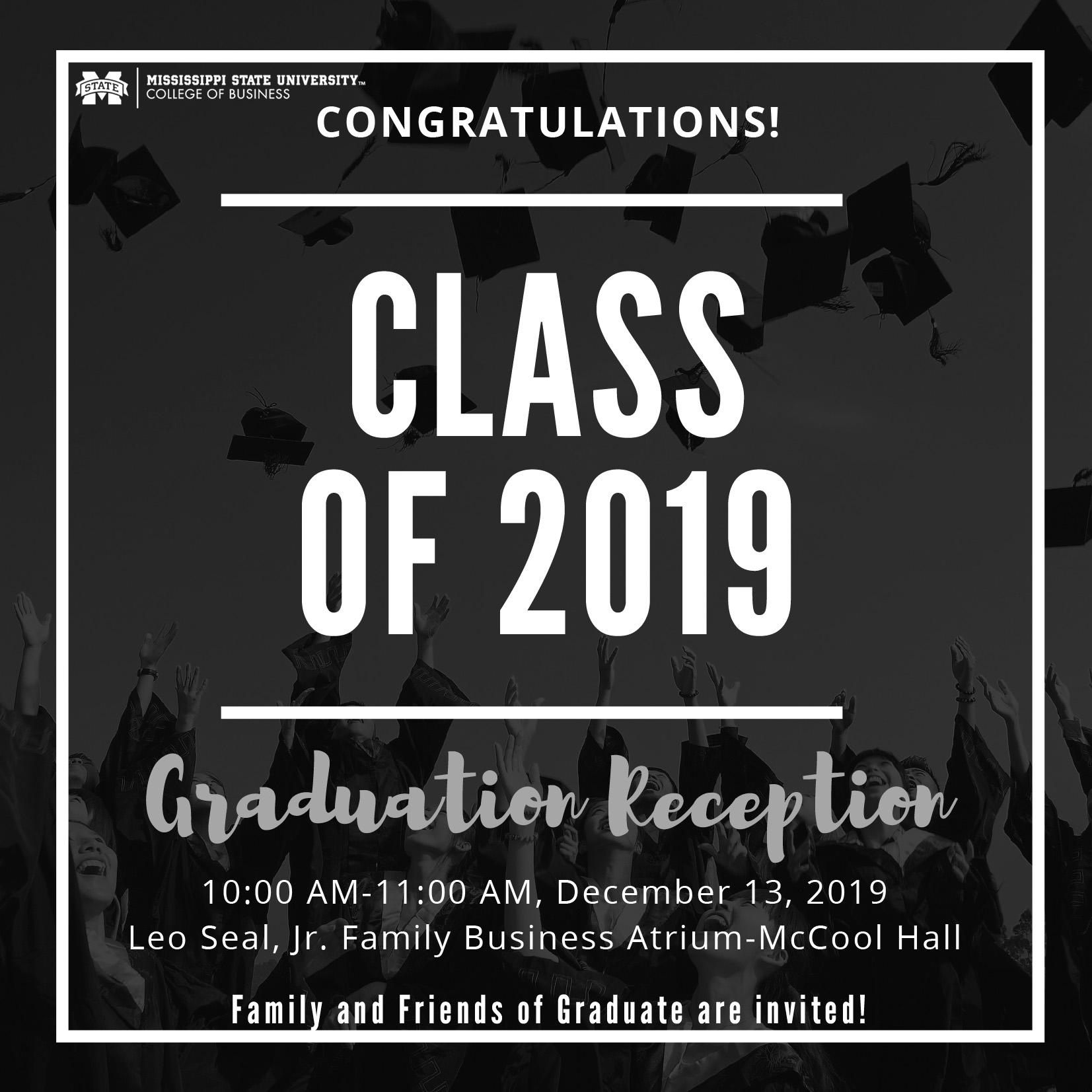Fall 2019 Graduation Reception Invitation