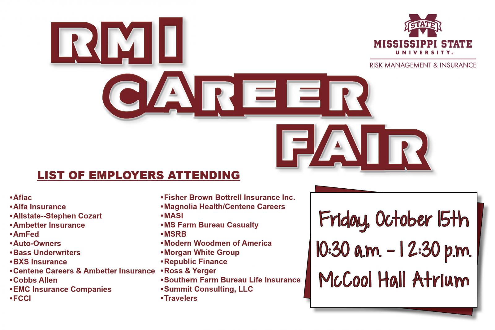 RMI Career Fair on Friday, October 15th