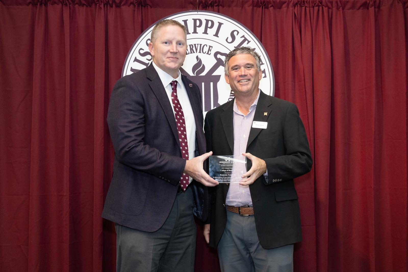 Alumni Fellow Benji Nelson with College of Business Dean Scott Grawe