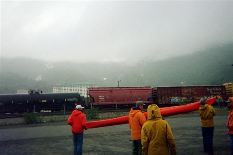 students in front of a train